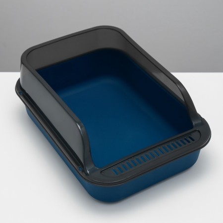 Toilet with transparent sides with a scoop and filter, 40 x 28 x 16 cm, blue-3