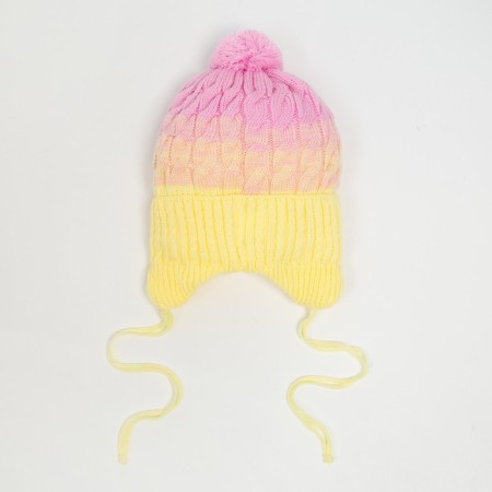 Hat for girls, pink/yellow color, size 47-50 cm-2