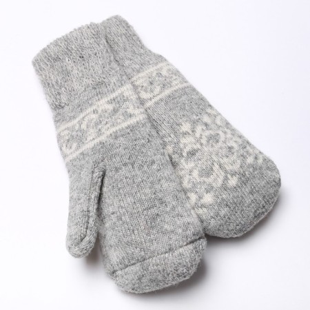 Mittens female woolen color light gray/white, size 20-22-1
