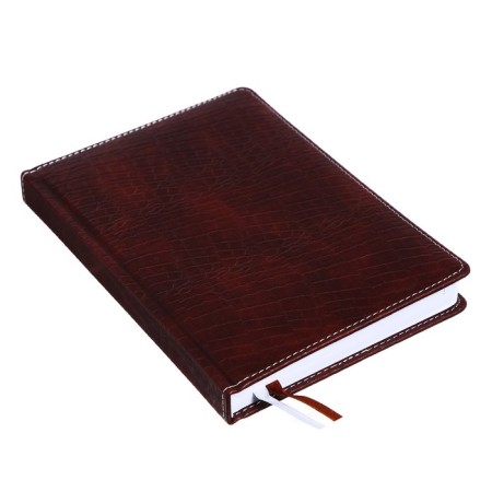 Leduced Diary A5, 160 sheets, attomex.croco, hard -skinned artificial leather cover with foam rubber, liesse, block 70 g/m2, brown-1