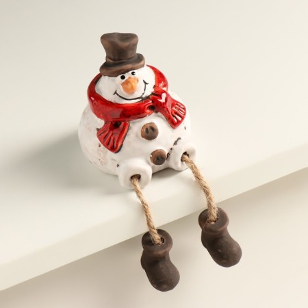 Souvenir Ceramics "Snowman in a hat with hanging legs" 6.3x6.7x7.7 cm-2