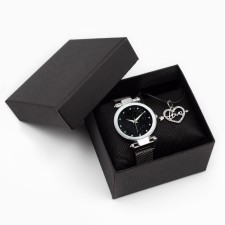 Women's gift set LOVE 2 in 1: wrist quartz clock, pendant, D-3.8 cm