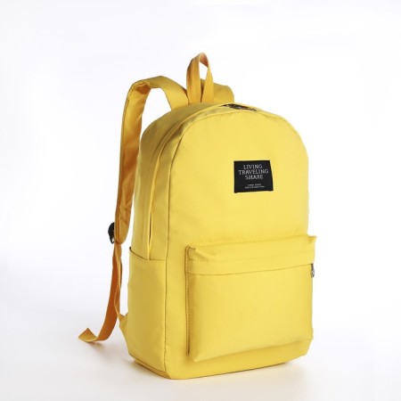 School backpack of textiles on lightning, Fulldorn, 3 pockets, yellow color
