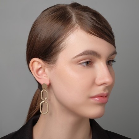 Earrings hanging "attraction" style, color gold, 7.6 cm-2