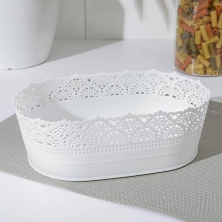 Vase for bread and fruits "Opener", 14 cm x 22 cm x 8 cm, white color