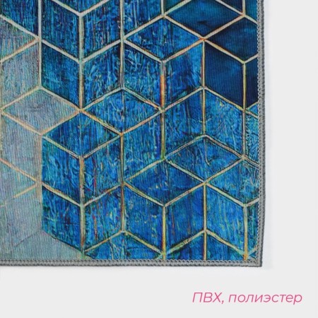 Набор ковриков Доляна «Галилео», 2 шт, 45×120 см, 40×60 см, цвет синий-6