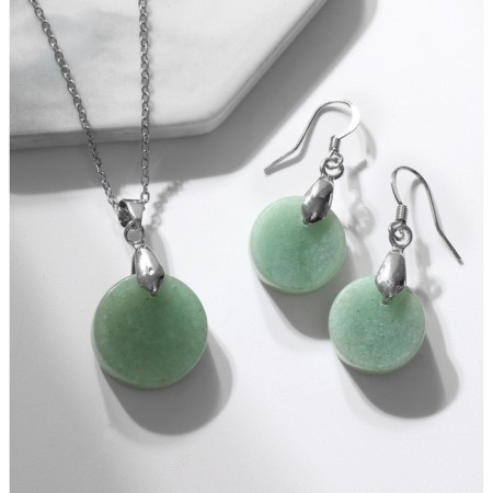 Set 2 subjects: earrings, pendant "jade", 45 cm