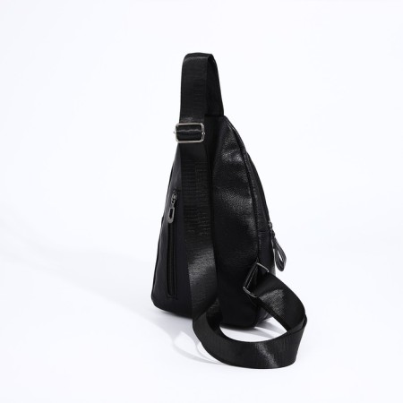 Male sling bag, artificial leather, black color-2