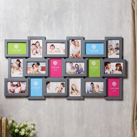 Photo frame plastic in 18 photos 10x15 cm "Genealogical tree" gray 46x89.5 cm