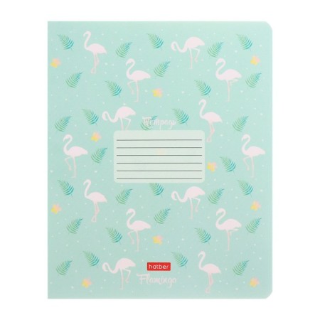 Notebook 18 sheets, in a cage, "flamingo", embossing, cover covering cardboard, 5 designs in the block-8