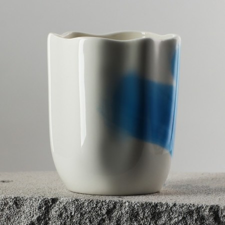 Mug ceramic uneven edge "divorces", 350 ml, blue color-1