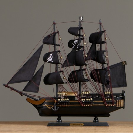 Ship "Golden Lan", black sails, 50x9x45 cm