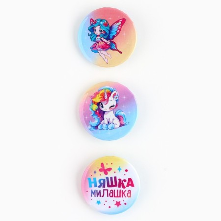 Set of icons "Nyashka cutie", d = 38 mm, 3 pcs-1