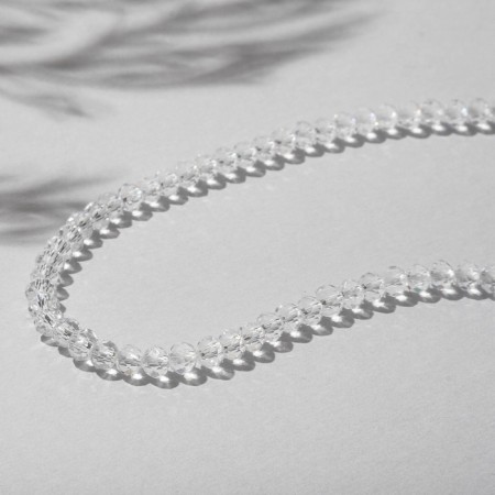 Beads on threads ball No. 4 faceted "spinel", white color, 42 cm
