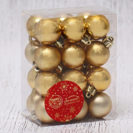 Set of balls plastic D-3 cm, 24 pcs "Classic Assorted" Gold-1