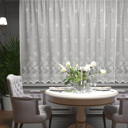 Curtain on the curtain tape, size 250x165 cm, white color, 100% polyester