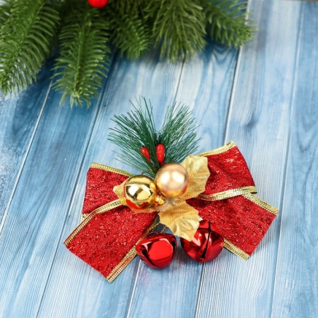 Decoration Christmas tree "Winter miracle" (set 2 pcs) bow Ballion balls, 11x7 cm, red-1
