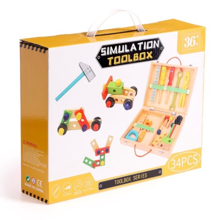 Developing game "Carpenter's set + designer in a suitcase" 7 × 30 × 23 cm, 33 elements-11