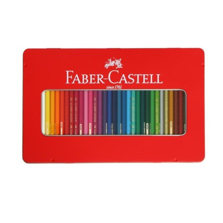 Pencils 36 colors Faber-Castell "Castle", hexagonal case, sharpened, in a metal pencil case-2