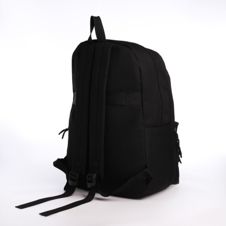 Youth backpack from a lightning textile, 3 pockets, a bag, a suitcase holder, black color is black-5