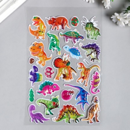 Sticker plastic volumetric "dinosaurs" mix 28x15 cm-1