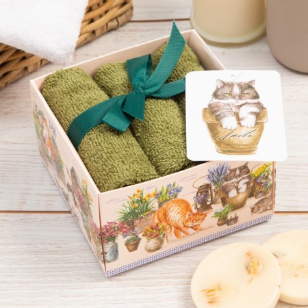 A set of terry towels "love" 30x30 cm - 3 pcs, cotton 340g/m2
