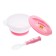 A set of children's dishes "Our Sun", 3 objects: a plate on a suction cup, cover, spoon, pink color