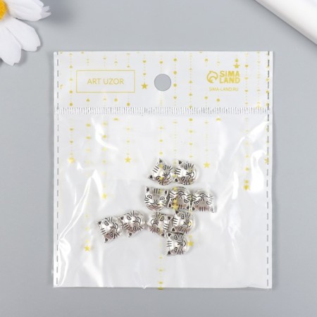 Bead for creativity Metal "Cat" set 10 pcs silver 1.1x1.1 cm-2