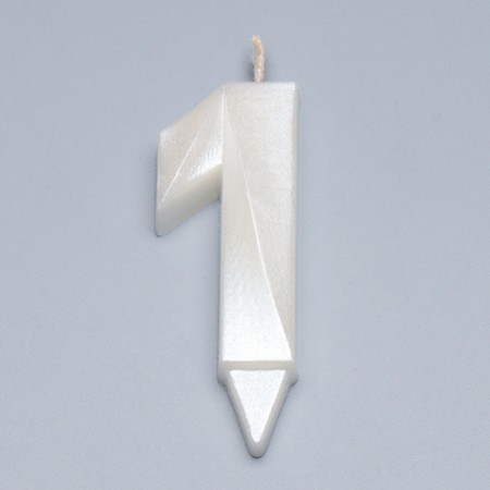 Candle in the cake "Gran + Fountain", number "1", pearl, 6.5 cm-2