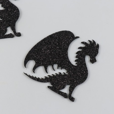 Glue -based decor "Dragon, Flame" 6x6 cm, black set 2 pcs Foam Gitter