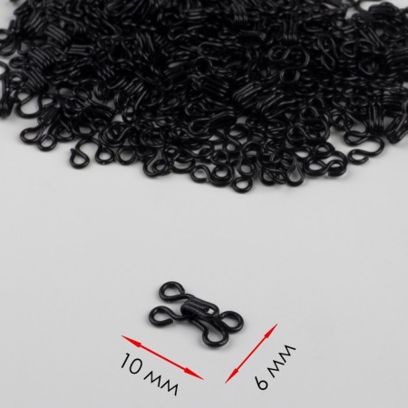 Sewing hook No. 0, 10 × 6 mm, 100 pcs, black color