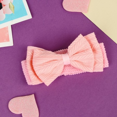 Hair bandage "chosen" bow pattern, 16x3 cm, pink