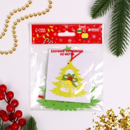 Set for creativity - create a Christmas tree decoration from felt "Christmas tree with bells"-3