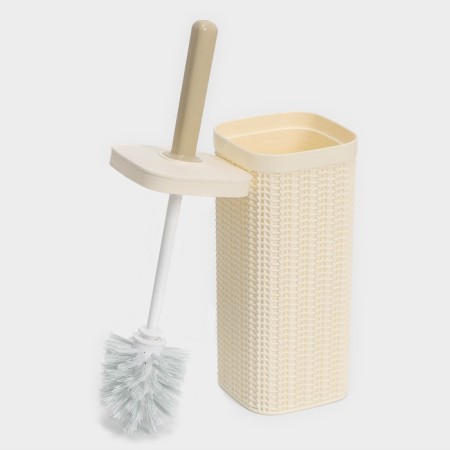 Set for the bathroom 7 objects: basket 4 pcs, basket for linen, bucket for garbage, ruff, beige color-5