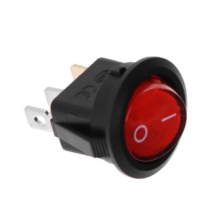 Red switch with backlight, 12 V, 20 A, 3 contacts