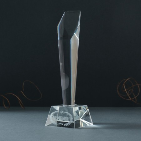 Souvenir Glass Stela "Prize - Champion" 8x8x22 cm-3