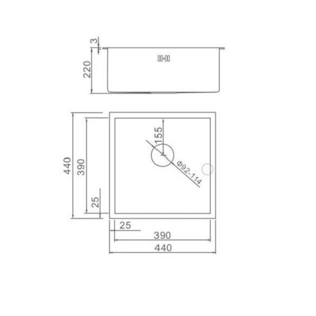 Kitchen sink Gerhans K34444, Sredal, 440 x 440 x 220 mm, thickness 1.0 mm, with siphone-9
