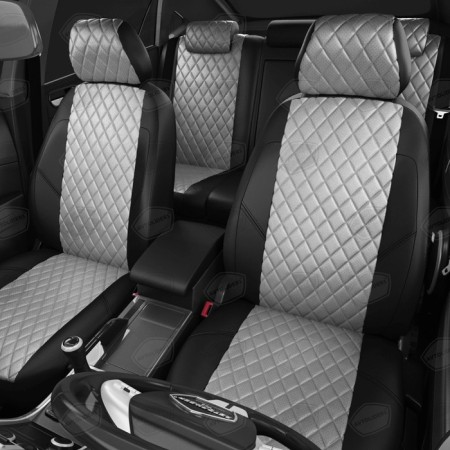 Auto-Cherkhly for Nissan Terrano 3 from 2017-n., Jeep, with perforation, eco-leather, light gray, black-1