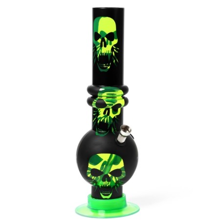 Bong, H-32 cm, "golden skulls", acrylic, green