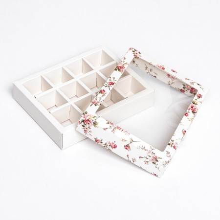 Box for 12 sweets, "flowers" 19 x 15 x 3.6 cm-3