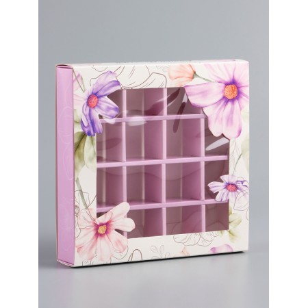 Box for sweets 16 pcs "The most tender", 17.7 x 17.7 x 3.8 cm. Confectionery packaging