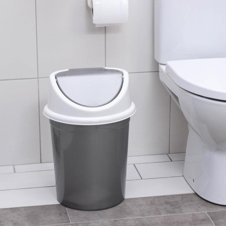 Garbage bucket with a mobile lid "Violet", 14 l, the color is gray-white