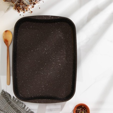 Baking she, 40 × 29.5 × 5 cm, anti -stick coating, color coffee marble-1