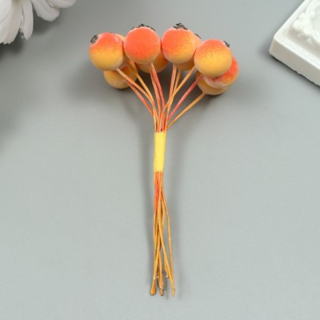 Decor for creativity "Berry Rowan" 1 bouquet = 10 berries orange-yellow 10x1.5 cm-2