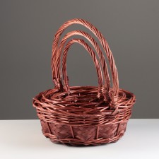 A set of baskets of 3 pcs, 33x13/36 cm, 29x11/31 cm, 22x10/26 cm, brown, willow