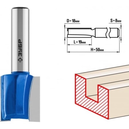 Frases groove bison 28753-18-19, straight, shank d = 8 mm, 18 x 19 mm