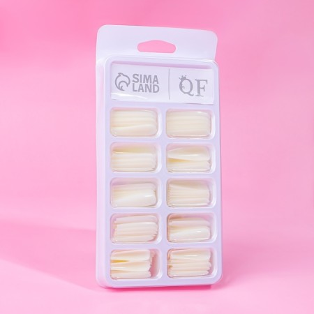 Patching nails, 100 pcs, ballerina shape, in a container, milk color-4