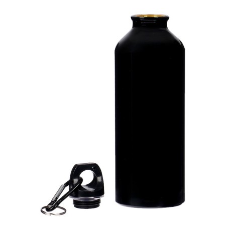 Water bottle, 500 ml, aluminum case, plastic, black-2