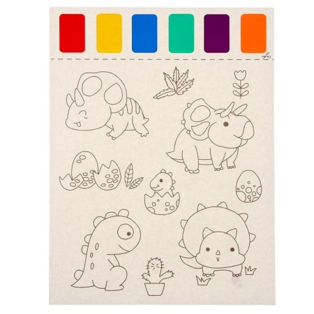 Coloring "dinosaurics", 2 sheets, 6 colors of paint, brush-2