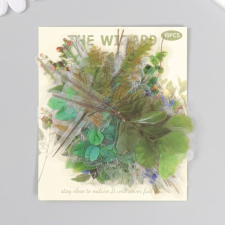 Stickers for creativity PLC PVC "Green leaves" set 40 pcs 9x10.5 cm-4